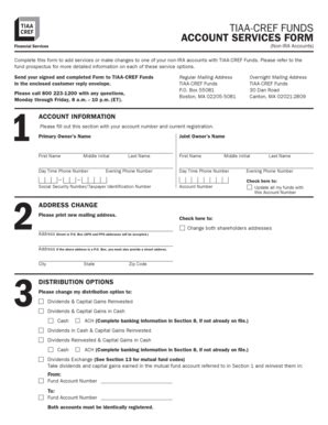 Fillable Online tiaacref TIAA-CREF Funds ACCOUNT serviCes fOrm (PDF ...