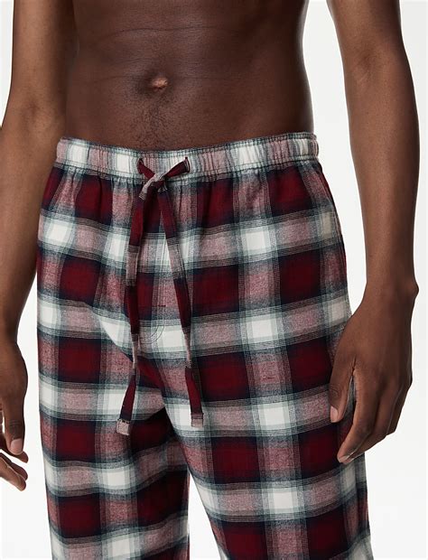 Buy 2pk Pure Cotton Checked Pyjama Bottoms at Marks & Spencer