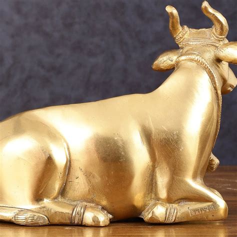 Buy Pure Brass Sitting nandi Idol | 5.5" - Budhshiv.com