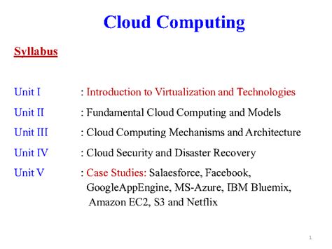Cloud Computing Syllabus: Virtualization & Security (Module 1) - Studocu