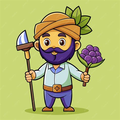 Punjabi Farmer Holding Grape Hoe Vector Cartoon Illustration for Agricultural Charm | Premium AI ...