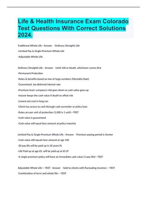 Image result for Life Insurance Test Questions