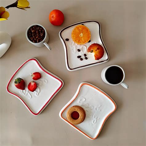 Square Ceramic Breakfast Plates | Set of Three – Orange Skies