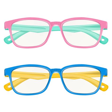 Comvin Kids Blue Light Glasses, 2 Pack, Anti Eyestrain UV Protection ...