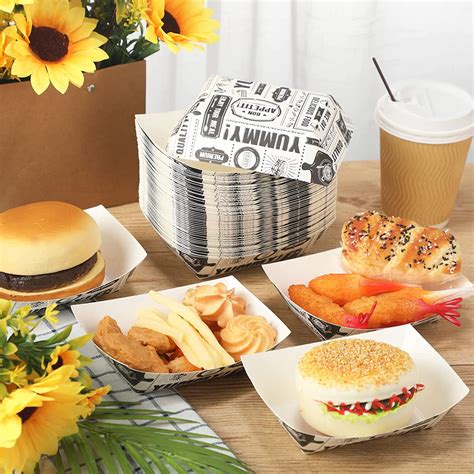 Buy 500 PCS Paper Food Boats Disposable Newspaper Paper Food Trays ...