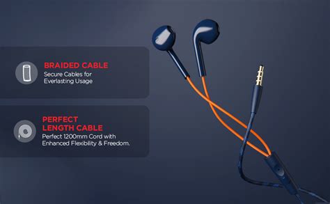 boAt Bassheads 105 Wired in Ear Earphones with Mic (Blue) : Amazon.in ...