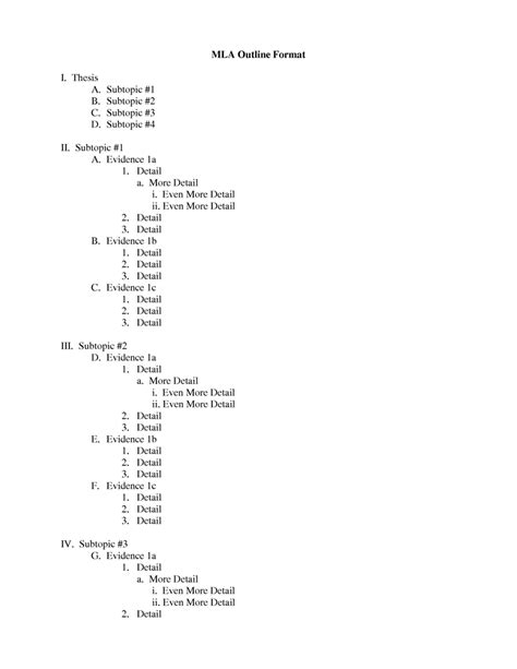 Image result for MLA Style Outline Example