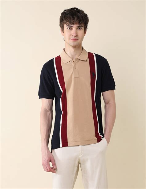 Buy Men Colourblocked Pure Cotton Gold Cup Polo Shirt Blue|U.S. Polo ...