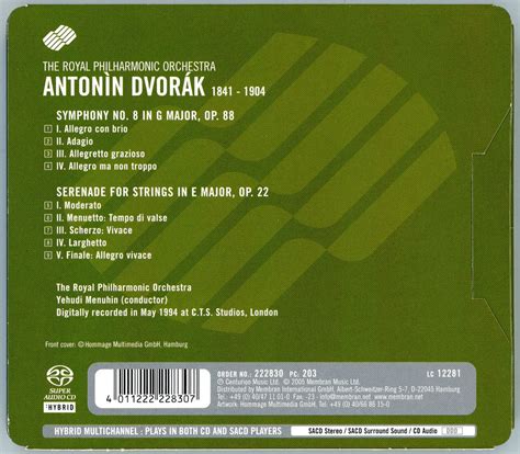 Yehudi Menuhin - Dvorak：Symphony No.8 SACD Hybrid 輸入盤 Membran(交響曲)｜売買され ...