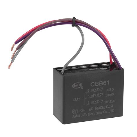 Buy uxcell Ceiling Fan Capacitor CBB61 5/5/5uF 350V AC 4 Wires ...