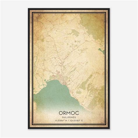 Vintage Ormoc Philippines Map Poster, Ormoc City Road Wall Art Print - Custom Maps & Posters