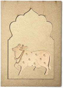 ADIKALA Jharokha With Pichwai Cow Right Side Face MDF Engraved Design ...