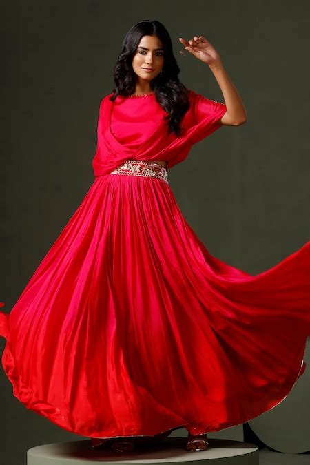 Buy Pink Chiffon Sequins, Pearls, Beads Boat Sleeve Embellished Crop ...