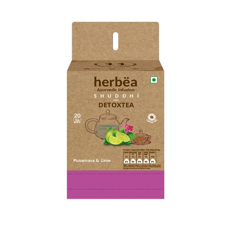 Herbea Detoxtea Lemon Herbal Infusion Tea Bags Box (20 Bags) : Amazon ...