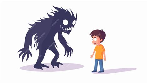 Child Afraid of Imaginary Monster Concept of Fear and Imagination ...