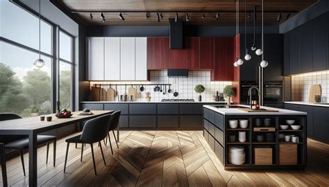 Elegant Modern Kitchen Fusing Warm Woods with Bold Charcoal Elements