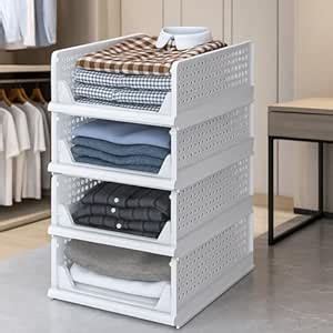 JD FRESH 4 Pieces Stackable Wardrobe Organizer for Storage/Foldable ...