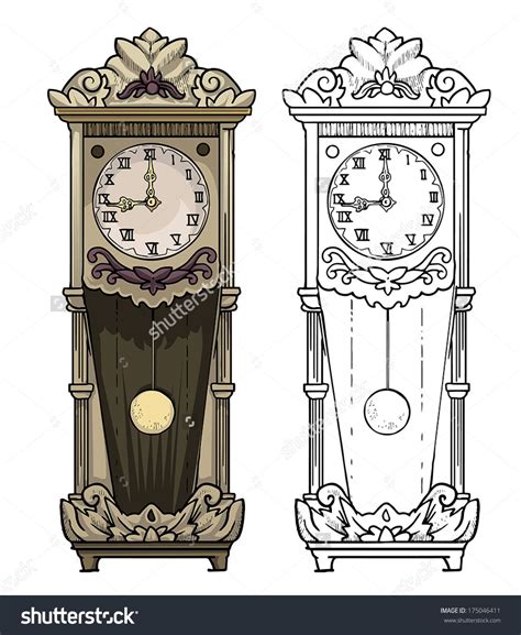 Gothic Grandfather Clock Drawing