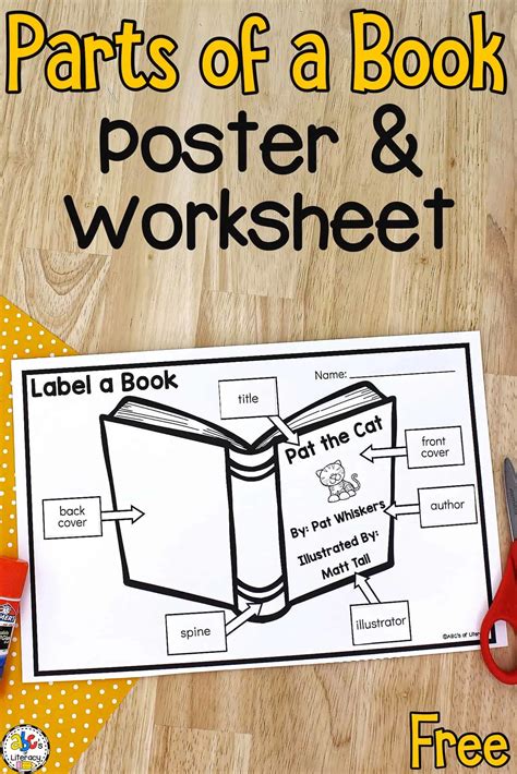 Parts of a Book Poster & Worksheet (Free Printables)