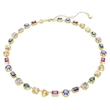 Imber necklace, Mixed cuts, Multicolored, Gold-tone plated | Swarovski