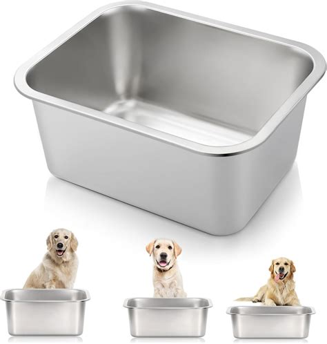 Pet Supplies : Lonepetu 3 Gallons Large Dog Water Bowl, 2PCS Stainless ...