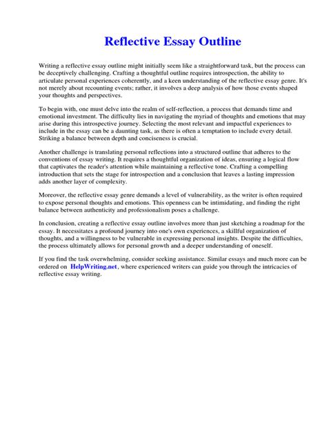 Image result for Personal Reflection Essay Outline