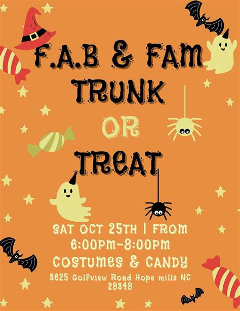 F.A.B & FAM TRUNK OR TREAT, 3625 Golfview Rd, Hope Mills, 25 October ...