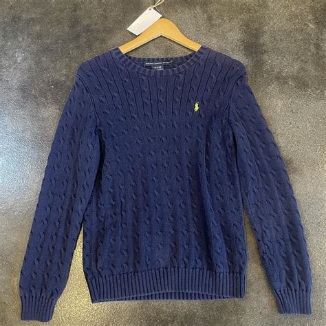 vintage navy blue ralph lauren sport sweater slight... - Depop
