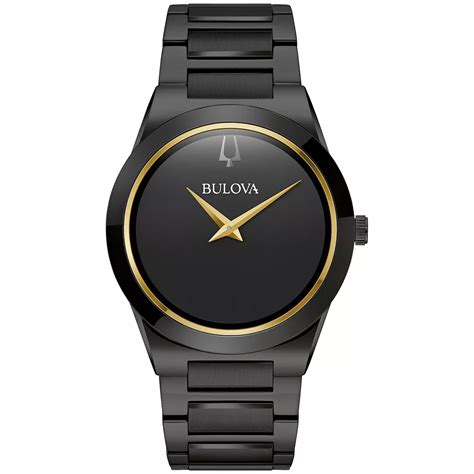 Bulova Men's Millennia Black Ion-Plated Stainless Steel Gold Accent ...