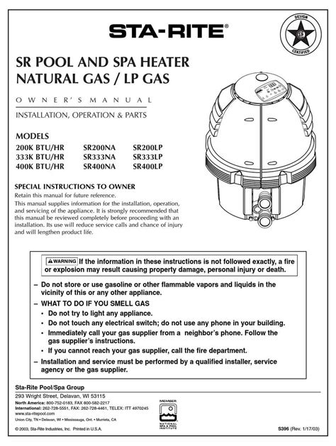 Sta-Rite Heater 400 Will Not Fire 的图像结果