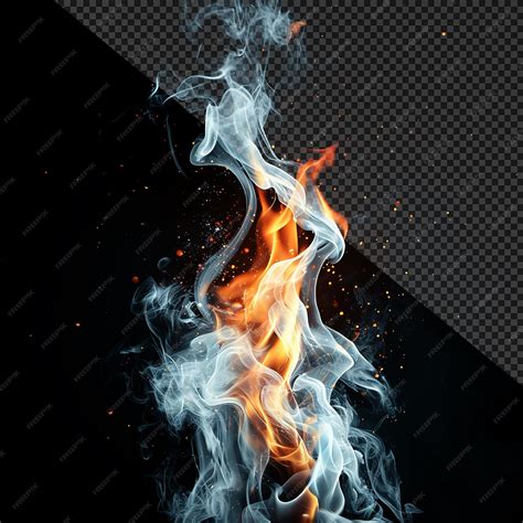 Premium PSD | Smoke with fire flame and sparkle on transparent background