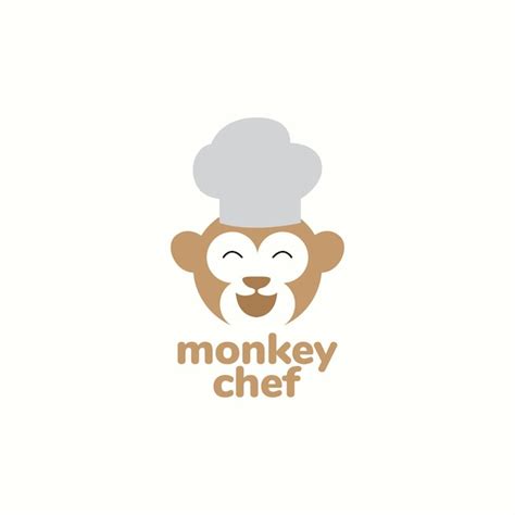 Cartoon aap chef-kok logo ontwerp | Premium Vector