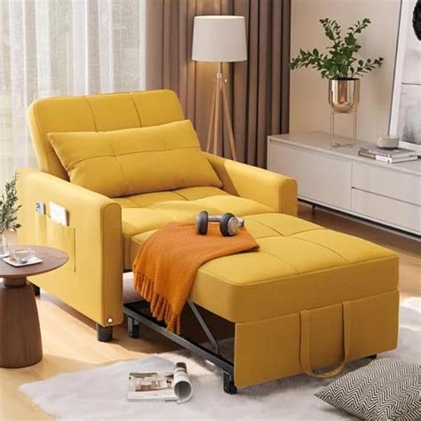 Wood Aizah Homez Refined Single Seater Sofa Cum Bed Chair: High-End ...
