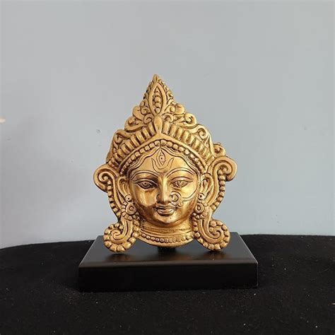 Buy SPRITUAL Arts Brass Durga Mask Face on Wood Base 21 cm Tall Devi ...