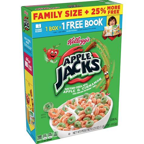 Kellogg's Apple Jacks Original Cold Breakfast Cereal, 23 oz Family Size ...