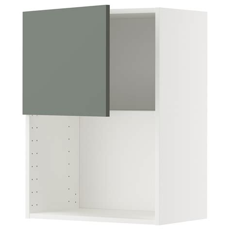 METOD wall cabinet for microwave oven, white/Nickebo matt grey-green ...
