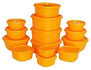 Princeware SF Plastic Storage Container Set, 14-Pieces, Orange : Amazon ...