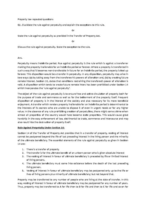 Property law repeated questions - KSLU - Studocu