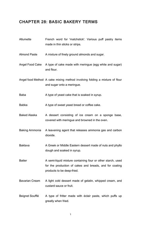 Chapter 28 bakery terms | DOC