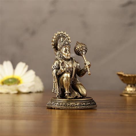 Buy Pure Brass Superfine Lord Hanuman Idol - 3.5 inch - Budhshiv.com