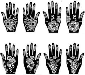 KICKWIX Set of 8 Henna Tattoo Stencil | Mehandi Stencils For Women ...