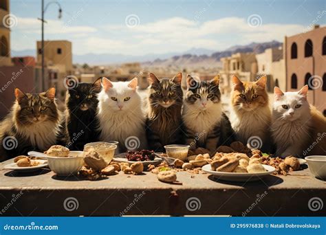Lots of Hungry Cats Asking for Food Stock Photo - Image of swarming ...