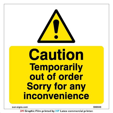 Sun-Signs - Caution Temporarily Out Of Order Signages, Size 200X200MM ...
