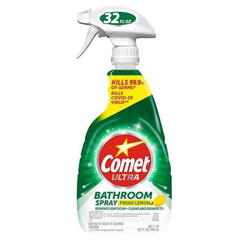 Comet Ultra Lemon Scented Bathroom Cleaner, 32 oz Concentrated Spray ...