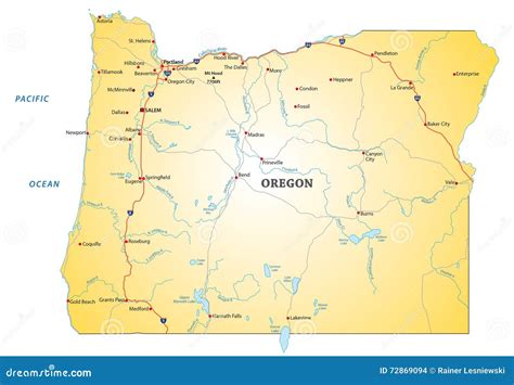 Road map Oregon stock illustration. Illustration of travel - 72869094