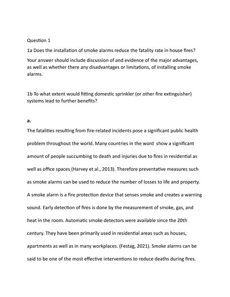 Public health questions - Question 1 1a Does the installation of smoke ...