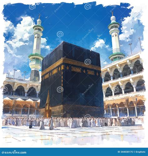 The Islamic Kaaba Building In The Middle East With An Abstract ...
