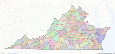 Virginia County Map - large image - shown on Google Maps