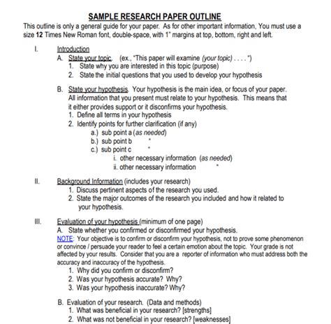 Image result for Research Paper Outline Format Example