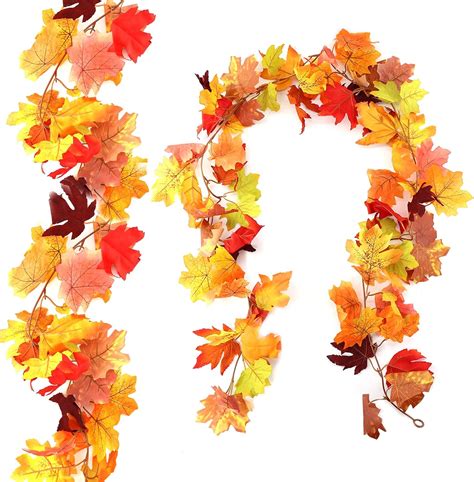Newthinking 2 Pack Autumn Leaf Garlands, 6 ft/175 cm Artificial Vine ...